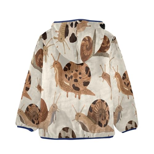 Snail Pattern with Cow Spots Toddler Fleece Jacket Girl Boys Hooded Fleece Jacket Coat Warm Outwear Zip-up 3-10T2
