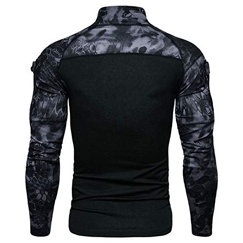 Camisa táctica de manga larga con cremallera 1/4 para hombre con bolsillos de combate militar 3