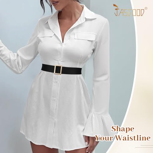 JASGOOD Wide Christmas Elastic Santa Waist Belt - Black Stretchy Women's Cosplay2