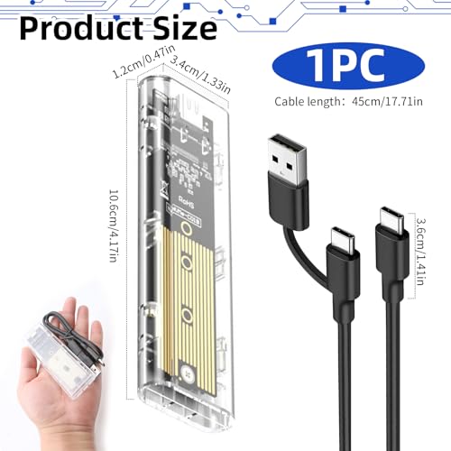 Carcasa M.2 NVMe USB C 10Gbps, Caja Externa SSD M.2 2230/2242/2260/2280 M-Key Transparente con UASP Trim, Adaptador Disco Duro SSD NVMe USB 3.1 Gen2 Plug and Play Compatible Windows Mac Linux Android - imagen 2