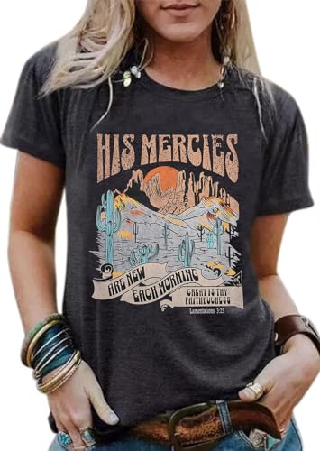 Christian T-Shirt Woman Jesus Faith Tshirts Bible Verse Shirts Casual Christians Inspirational Tee Tops