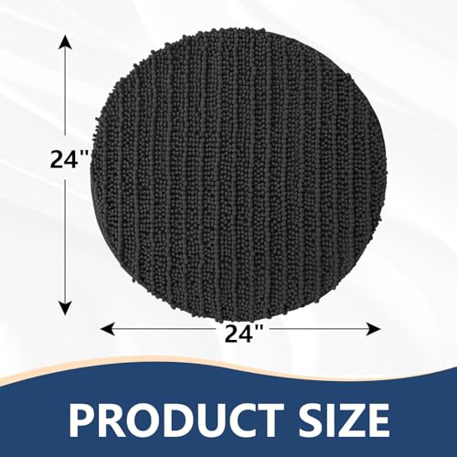 Image of Arotive Round Bathroom Rugs 24x24, Extra Soft Thick Absorbent Shaggy Chenille Bath Rugs, Machine Wash Dry, Bath Mats for Bathroom Floor, Tub and Shower, Home Decor Accessories, Dark Grey