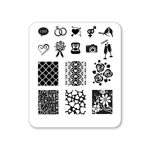 Winstonia Nail Art Stamping Image Plate Romantic Valentine's Anniversary Manicure Deigns - Wedding Bliss