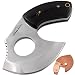 Old Ram Handmade Full Tang Mini Ulu Fixed Blade Skinner Hunting Knife Curved Horn Handle Sheath