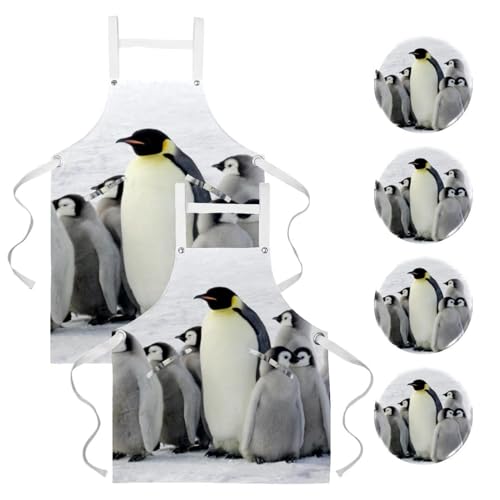 Lot de 2 tabliers de cuisine Famille Penguin Snowland multicolores de taille unique