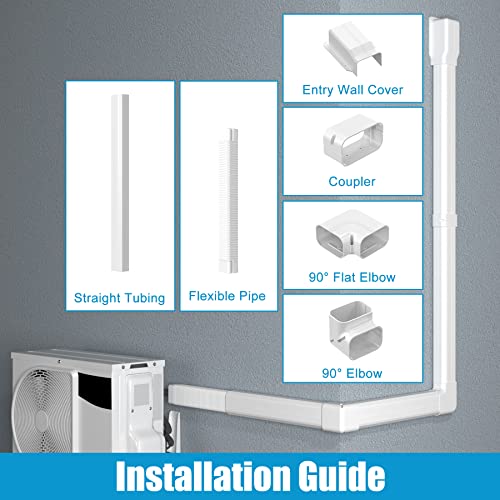 Air Jade 4" W 16.5 Ft Decorative Pvc Line Set Cover Kit, Heavy Duty Tubing Cover Set For Mini Split Air Conditioner, Heat Pumps And Central Ac #TOP5