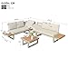 Merax Gartenmöbel Set, Ecksofa umbaubar zu 2 Relaxliegen, Outdoor Lounge mit Couchtisch und Ablage, 5-stufig verstellbar bis 55°, verzinkter Stahlrahmen, für Garten Terrasse Balkon, Beige