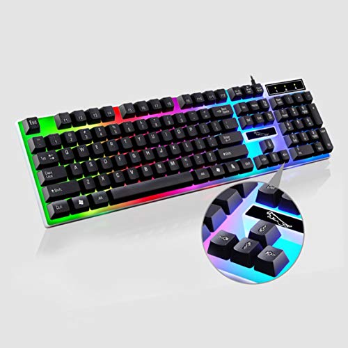 Kongqiabona-UK G21 USB Wired Mechanical Keyboard LED Colorful Backlight Gaming Keyboard Waterproof For PC Computer Gamer