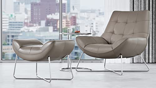Zuri Furniture Modern Medici Leather Ottoman - Grey #TOP2