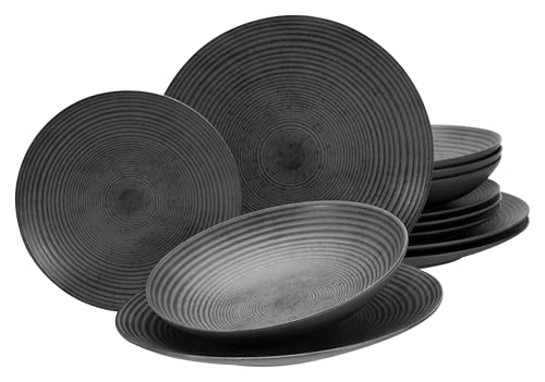 CreaTable, 24345, Serie Catania Anthrazit, 12-teiliges Geschirrset...