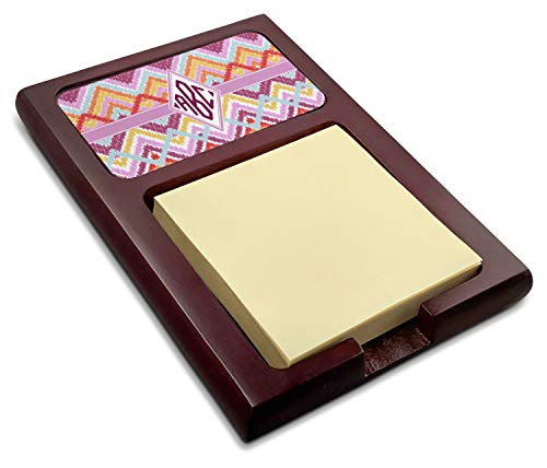 Personalized Ikat Chevron Red Mahogany Sticky Note Holder