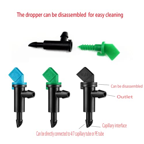 Image of 60 Pieces Drip Emitter, 3 Sizes Garden Flag Irrigation Dripper Emitter, Trees and Shrubs, Per Hour1 GPH, 2 GPH, 4 GPH.