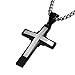 Produktbild DonDon® Herren Halskette mit Curved Double Kreuz-Anhänger zweifarbig Edelstahl 52 cm silberfarben und Samtbeutel
