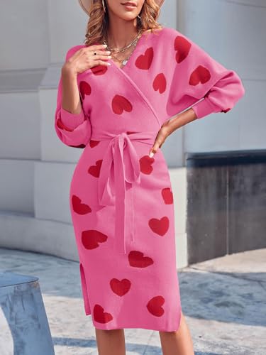 Image of Chang Yun Women's Long Maxi Sweater Dresses Sexy Wrap Batwing V Neck Slit Open Back Holiday Bodycon Dress with Belt
