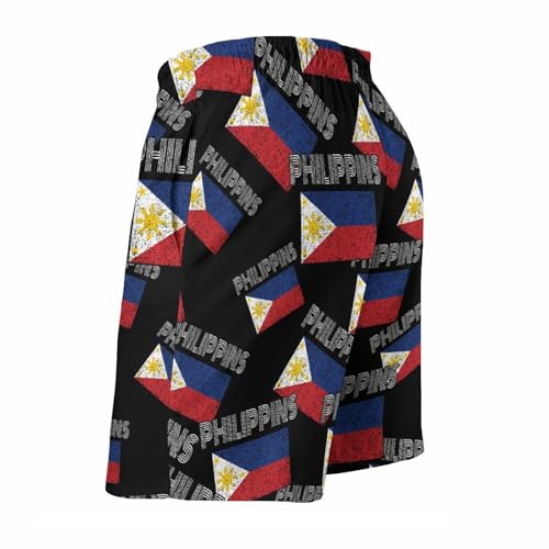 Philippines Vintage Flag Men's Board Shorts with Mesh Liner Quick Dry Swim Trunks Casual Beach Short Pants4