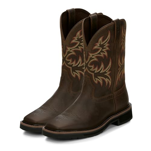 Justin Driller 11' Work Boot for Men - Durable Construction, Slip-Resistant Sole, Comfortable Fit, Dark Brown - 10.5 D