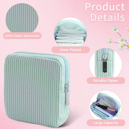 Image of Period Bag for Teen Girls | Striped Sanitary Napkin Storage Bag | Cute Pads Pouch for Period | Menstrual Pouch for Pads, Tampons, Menstrual Cups & Panty Liners | Perfect for Travel & Daily Use