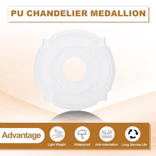 PATIKIL Deckenmedaillon, 2 Stück 12 OD x 4 ID PU Dekoratives Deckenleuchten-Medaillon Kronleuchter-Medaillon Klassische Deckenleuchten-Abdeckplatte für Deckenleuchtenventilatoren, Weiß