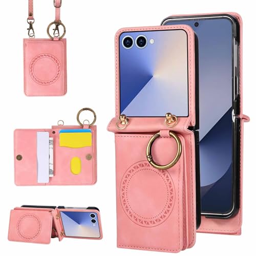 Carambola �X�}�z�P�[�X Galaxy z flip7 �p�P�[�X �ԍڃz���_�[�Ή� �J�[�h���[ �܂肽���݌^ �����O�t�� �y�� �L�b�N�X�^���h�@�\ �S�ʕی� �ϏՌ� ������� �l�C (�s���N, galaxy z flip7)