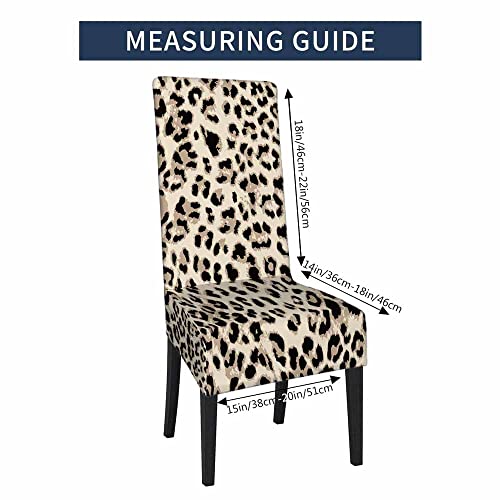 Numland NUMLAND-TT-A49 1 Pack Leopard Skin Dining Room Chair Covers Cheetah Tiger Wild Animal Beige Brown Spotted Short Stretchable Polyester Removable Washable thumb #4