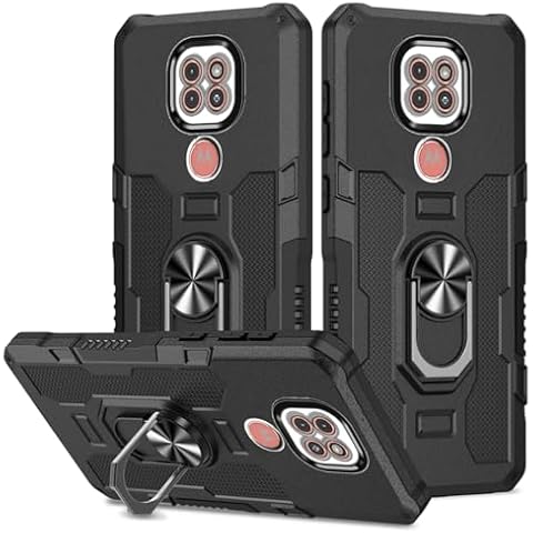 Sidande Case for Moto G9 Play/Moto E7 Plus/Moto G9 XT2083 Case, Heavy Duty Kickstand Holder Built-in Magnetic Car Mount Shockproof Camera Protective Phone Cover for Motorola Moto G9 Play Black Cover