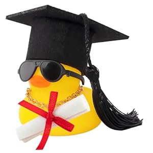 wonuu Graduation Certificate Rubber Ducks Car Ornament Dashboard Decorations Duck Graduation Photo Props Gift for Associate Bachelor Graduates Master Doctor PhD Black