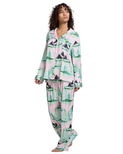 Image of YiNi LuLu Womens Silk Satin Pajamas Set Button Down 2 Piece Pjs Long Sleeve Oversized Sleepwear with Pockets