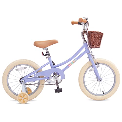 Bixike Girls Bike With Basket, Kids Bike For 5-13 Years,16 Inch With Training Wheels And Kickstand, 20 Inch With Kickstand But No Training Wheels. (Purple, 16 Inch) #TOP1