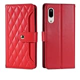AQUOS sense3/sense3 lite/sense3 basic/Android One S7 ケース 手帳型 SH-M12/SHV45/SHV48/SH-02M 手帳 ケース 耐衝撃 開閉式 便利 軽量 カード収納 スタンド機能 おしゃれ スマホケース 人気 耐衝撃 全面保護 携帯カバー 格子柄 女性 小香風 菱形 電話ケース 財布型カバーAQUOS sense3(赤)