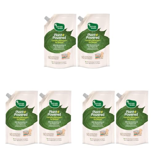 Image of Mother Sparsh Baby Laundry Liquid Detergent (Powered by Plants) with Bio - Enzymes and Eucalyptus Oil - 500ML X 2 (Pack of 3)