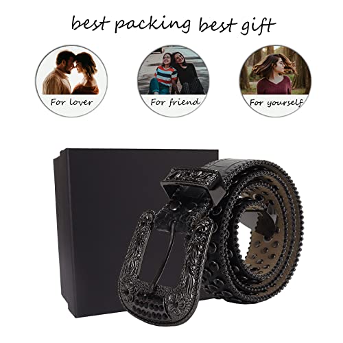 Men Women Rhinestone Belt, Western Leather Belt Vintage Diamond Studded Belt Cowgirl Cowboy Belt4