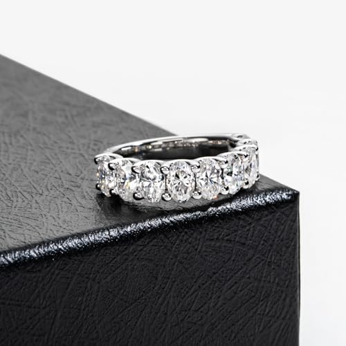 Moissanite Eternity Wedding Band Ring Eight Hearts and Arrows Five Stone/Nine Stone/Round/Emerald/Oval Cut D Color VVS1 Clarity 925 Sterling Silver for Women With Certificate2