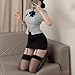 Mini Kitty Women Sexy Police Officer Costume Secretary Outfits Flight Attendant Uniform Hip Skirts Cosplay Roleplay Lingerie Blue