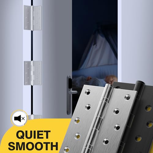KOLET Ball Bearing Door Hinges, 5 x 4 Inches Door Hinges, Square Corner with Extra Thick 3mm, Heavy Duty Stainless Steel, Suitable for Hotel and Building, Smooth and No Squeak, Brushed Nickel, 3 Pack by Kolet - Image 7