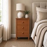 From the Tree Furniture Nightstand with 3 Drawers – 26.77' Tall Solid Pine Bedside Table, FSC Certified Wood, Bedroom Storage | Honey