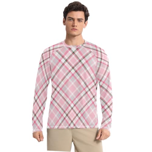 Scotland Plaid Sun Protection SPF Rash Guard Shirt Loose Type Long Sleeve Rash Guard Long Sleeve Running