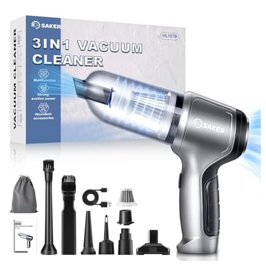 Saker Mini Vacuum Cleaner for Car,3 in 1 Keyboard Vacuum Cleaner Wireless Handheld,Car Vacuum with Brushless Motor 12000PA High Power and TypeC,Portable Vacuum Cleaner for Car,Office and Home Cleaning