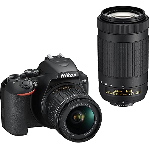 Nikon D3500 Dslr Camera With 18-55Mm And 70-300Mm Lenses (1588) Usa Model + 4K Monitor + 2 X 64Gb Extreme Pro Card + 2 X En-El14A Battery + Corel Software + Tripod + Case + 3 Piece Filter Kit + More #TOP1