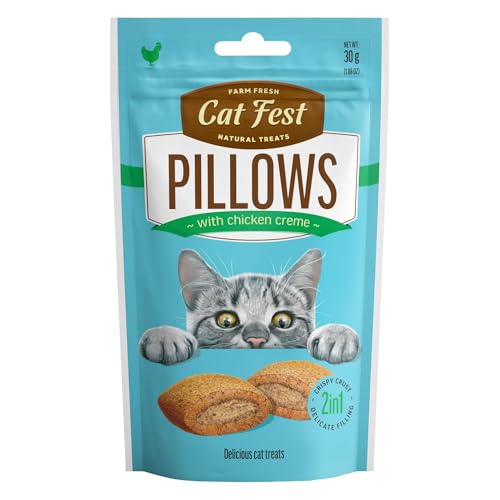 Image of BarkButler x Catfest Pillows with Chicken Creamy Filling Cat Treat, 30g |Made with Natural Ingredients |0% Artificial Flavor, Colour or Preservatives|for All Cats & Kittens Breed