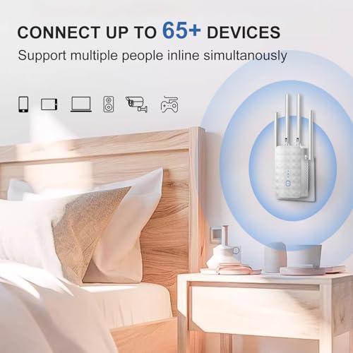 WiFi Extender Signal Booster for Home - 1200Mbps Dual Band, Covers 12850 Sq Ft & 108 Devices, Long Range Internet Booster with Ethernet Port, Easy Setup - Image 4
