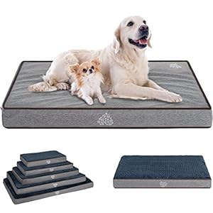 VANKEAN Dog Bed Soft Crate Pad Mat Reversible Warm Cool Washable Comfy Kennel Pad with Orthopedic Egg Crate Foam for Small Medium Large Dogs Water Resistant Pet Bed Grey