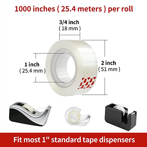 Turxayox 12 Rolls Transparent Tape Refills for Dispenser, Clear Tape, 3/4 x 1000 Inches, Easy Tear, Glossy Gift Wrap Tapes, Home Office Supplies and Back to School Supplies for College and Classrooms - Thumbnail 3