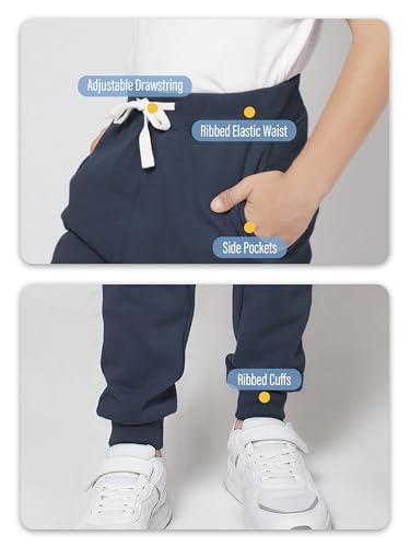 Resinta 3/4 Pack Toddler and Boys Fleece Lined Sweatpants Cotton Youth Jogger Pants Kids Pants with Pockets Drawstring3