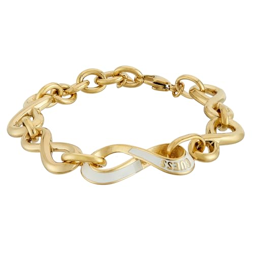 Image of GUESS Amore Gold-Plated Stainless Steel Bracelet For Women | Durable | Tarnish-Resistant & Gift-Ready | Size Small