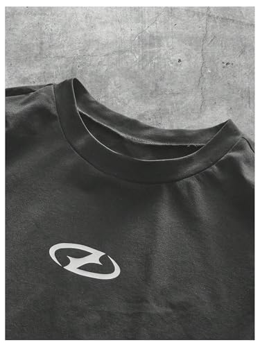 GORGLITTER Men's Oversized Graphic Tees Short Sleeve Streetwear Shirts Crewneck Casual Loose T-Shirt Top3