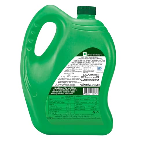 Image of Emami Healthy and Tasty Ultra Lite Refined Soyabean Oil 4.12kg Jar (Pack of 2)