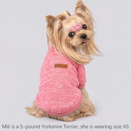 Image of 2 Pack Dog Sweaters for Small Dogs Girl Boy Winter Fleece Clothes Warm Soft Dog Sweatshirt Outfit for Dogs Cats Pet Apparel (Pink+Purple, S (Back: 11.8 inch,Chest: 15.7 inch, 5.5-10Ibs))
