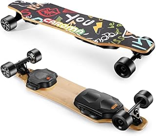 Caroma Electric Skateboards with Remote, 700W/900W Hub-Motor Electric Longboard for Adults Teens, 18.6MPH/28MPH Top Speed, 12Miles /16 Miles Range, 220Lbs-330Lbs Max Load, 12 Months Warranty