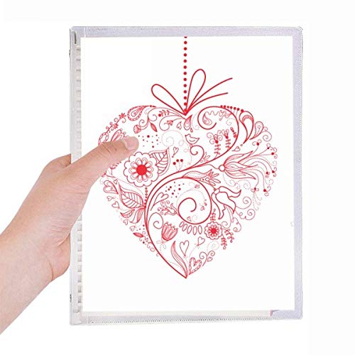 Carnet de Saint-Valentin rouge rechargeable à spirale motif fleurs feuilles amovibles