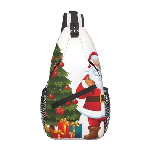 Bolso cruzado tipo chest bag estilo Santa Claus negro miniatura 1